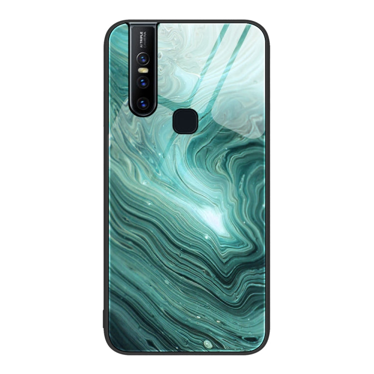 Custodia protettiva per telefono in vetro con motivo in marmo, For OnePlus Nord N100, For vivo V15, For vivo V21
