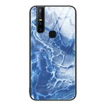 Custodia protettiva per telefono in vetro con motivo in marmo, For OnePlus Nord N100, For vivo V15, For vivo V21