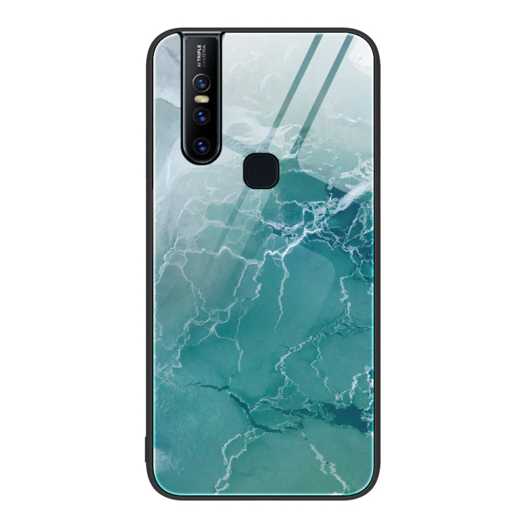 Custodia protettiva per telefono in vetro con motivo in marmo, For OnePlus Nord N100, For vivo V15, For vivo V21