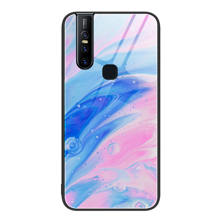 Custodia protettiva per telefono in vetro con motivo in marmo, For OnePlus Nord N100, For vivo V15, For vivo V21