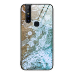 Custodia protettiva per telefono in vetro con motivo in marmo, For OnePlus Nord N100, For vivo V15, For vivo V21