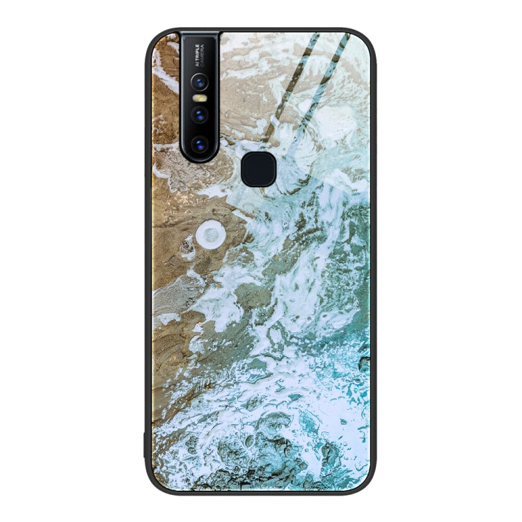Custodia protettiva per telefono in vetro con motivo in marmo, For OnePlus Nord N100, For vivo V15, For vivo V21