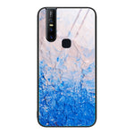 Custodia protettiva per telefono in vetro con motivo in marmo, For OnePlus Nord N100, For vivo V15, For vivo V21