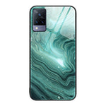 Custodia protettiva per telefono in vetro con motivo in marmo, For OnePlus Nord N100, For vivo V15, For vivo V21