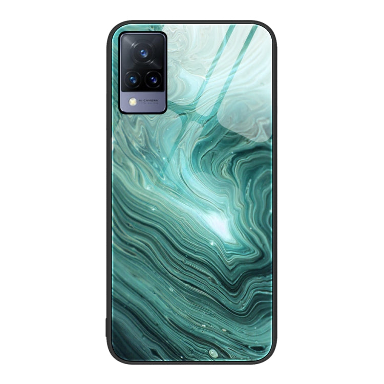 Custodia protettiva per telefono in vetro con motivo in marmo, For OnePlus Nord N100, For vivo V15, For vivo V21