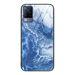 Custodia protettiva per telefono in vetro con motivo in marmo, For OnePlus Nord N100, For vivo V15, For vivo V21