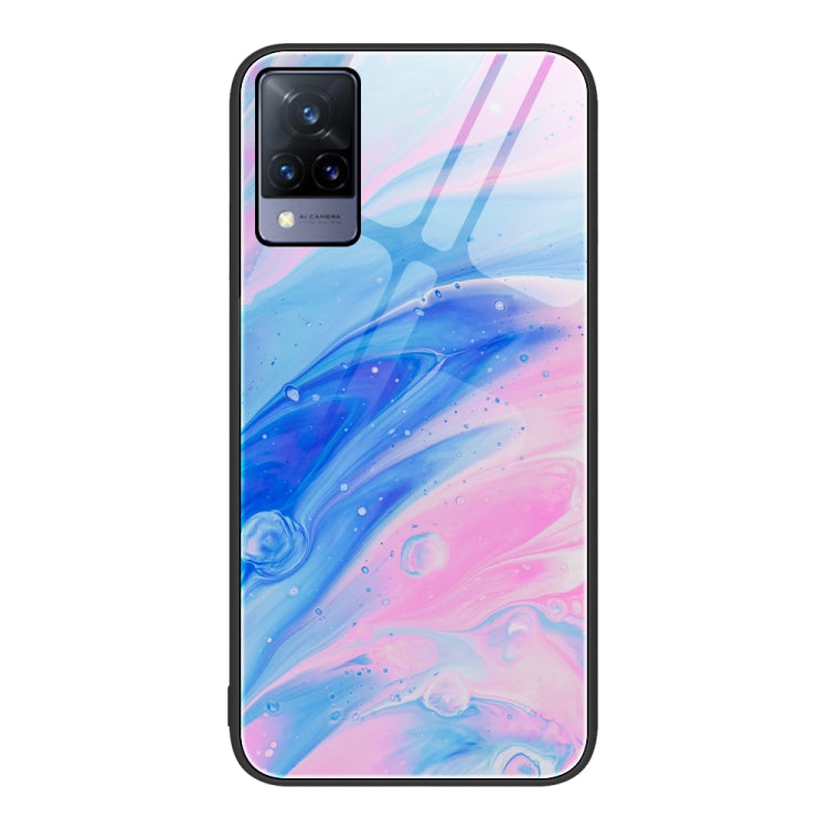 Custodia protettiva per telefono in vetro con motivo in marmo, For OnePlus Nord N100, For vivo V15, For vivo V21