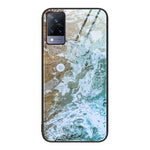 Custodia protettiva per telefono in vetro con motivo in marmo, For OnePlus Nord N100, For vivo V15, For vivo V21