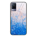Custodia protettiva per telefono in vetro con motivo in marmo, For OnePlus Nord N100, For vivo V15, For vivo V21