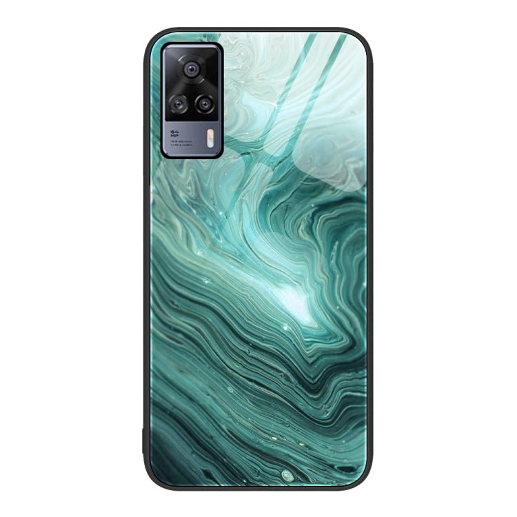 Custodia protettiva per telefono in vetro con motivo in marmo, For vivo S9e