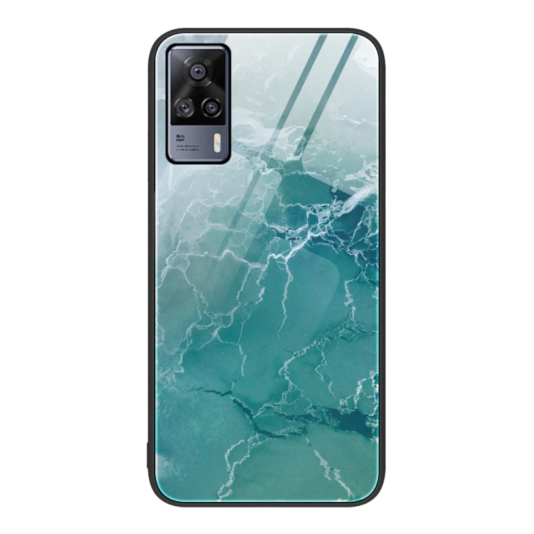 Custodia protettiva per telefono in vetro con motivo in marmo, For vivo S9e