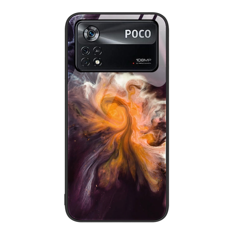 Custodia protettiva per telefono in vetro con motivo in marmo, For Xiaomi Poco X4 Pro 5G