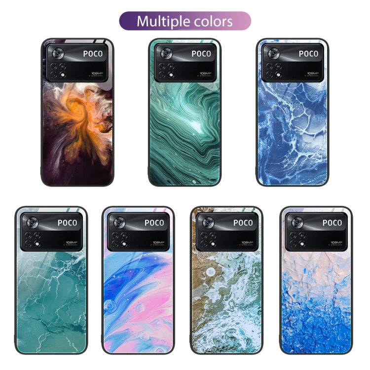 Custodia protettiva per telefono in vetro con motivo in marmo, For Xiaomi Poco X4 Pro 5G