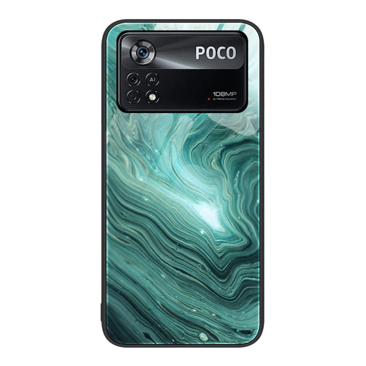 Custodia protettiva per telefono in vetro con motivo in marmo, For Xiaomi Poco X4 Pro 5G