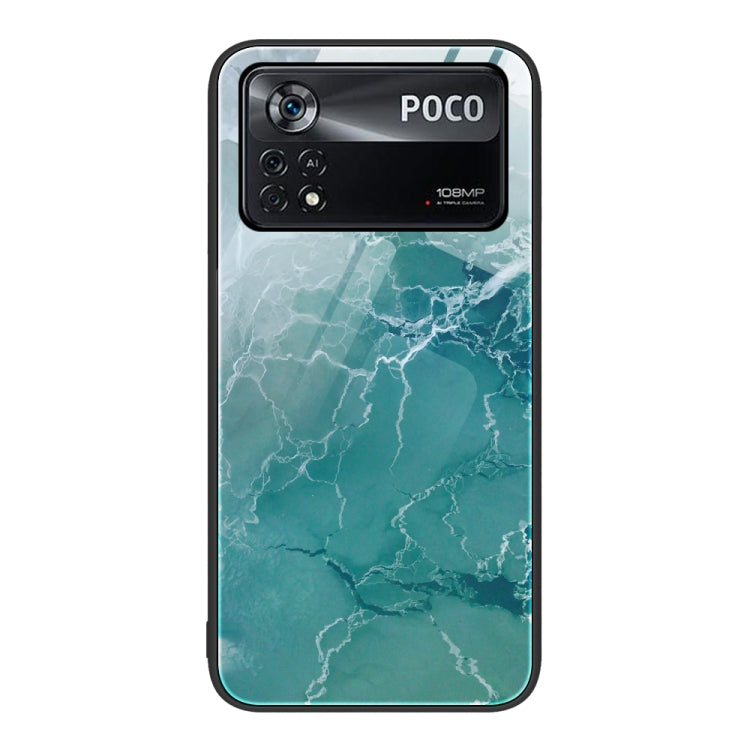 Custodia protettiva per telefono in vetro con motivo in marmo, For Xiaomi Poco X4 Pro 5G