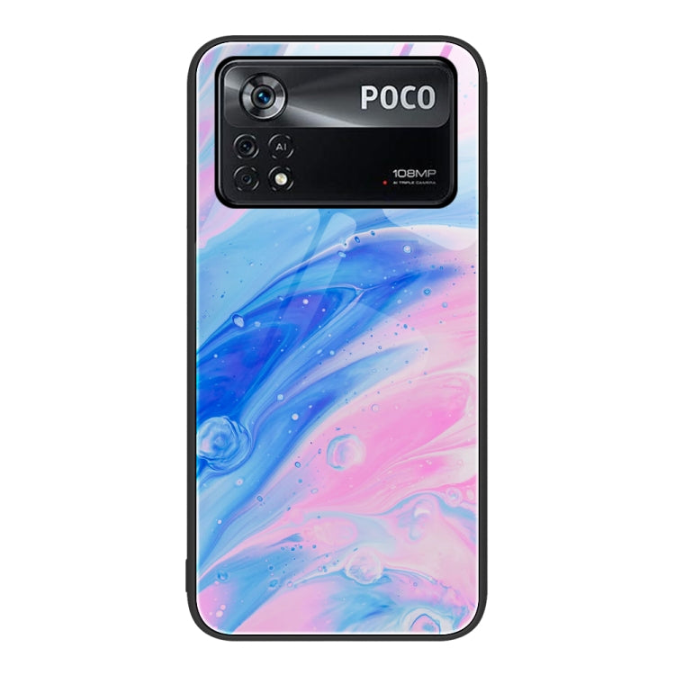 Custodia protettiva per telefono in vetro con motivo in marmo, For Xiaomi Poco X4 Pro 5G
