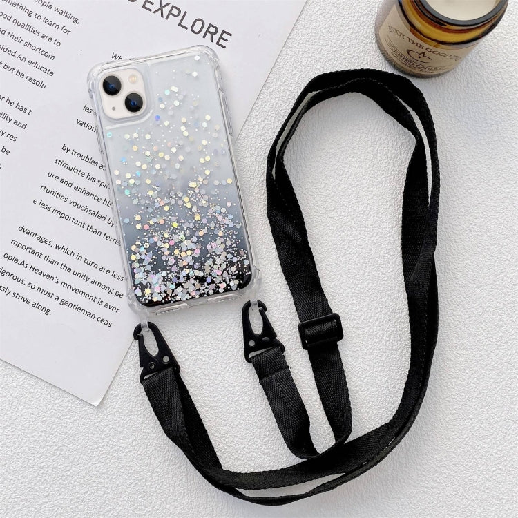 Custodia epossidica glitter sfumata con cordino, For iPhone 14, For iPhone 14 Plus, For iPhone 14 Pro, For iPhone 14 Pro Max