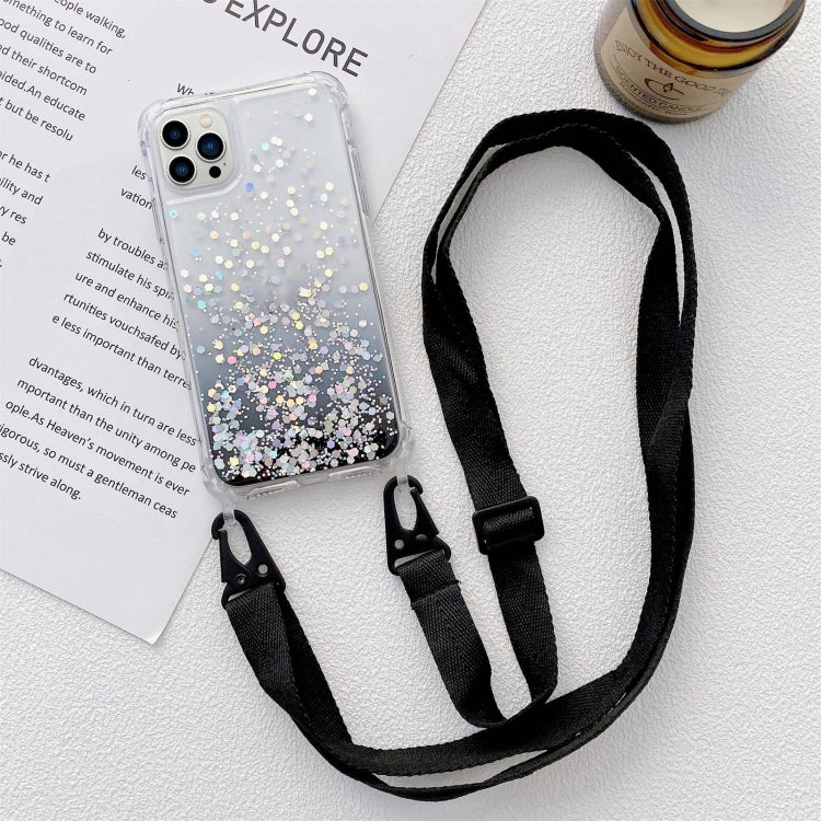 Custodia epossidica glitter sfumata con cordino, For iPhone 14, For iPhone 14 Plus, For iPhone 14 Pro, For iPhone 14 Pro Max
