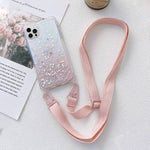 Custodia epossidica glitter sfumata con cordino, For iPhone 14, For iPhone 14 Plus, For iPhone 14 Pro, For iPhone 14 Pro Max