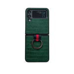 Custodia per telefono in PU con texture coccodrillo con anello, For Samsung Galaxy Z Flip4