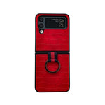 Custodia per telefono in PU con texture coccodrillo con anello, For Samsung Galaxy Z Flip4