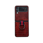 Custodia per telefono in PU con texture coccodrillo con anello, For Samsung Galaxy Z Flip4