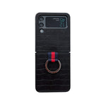 Custodia per telefono in PU con texture coccodrillo con anello, For Samsung Galaxy Z Flip4