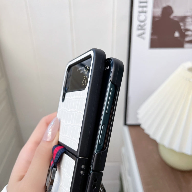 Custodia per telefono in PU con texture coccodrillo con anello, For Samsung Galaxy Z Flip4