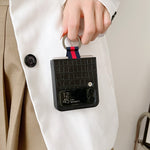 Custodia per telefono in PU con texture coccodrillo con anello, For Samsung Galaxy Z Flip4