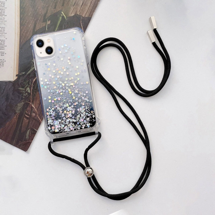 Custodia epossidica glitter sfumata con cordino, For iPhone 14, For iPhone 14 Plus, For iPhone 14 Pro, For iPhone 14 Pro Max