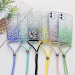 Custodia epossidica glitter sfumata con cordino, For iPhone 14, For iPhone 14 Plus, For iPhone 14 Pro, For iPhone 14 Pro Max