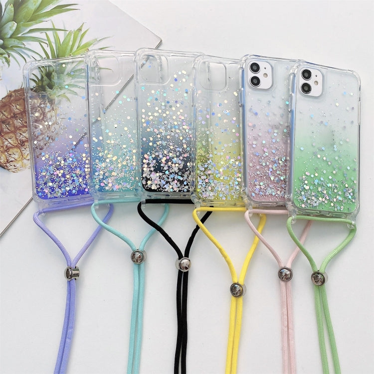 Custodia epossidica glitter sfumata con cordino, For iPhone 14, For iPhone 14 Plus, For iPhone 14 Pro, For iPhone 14 Pro Max