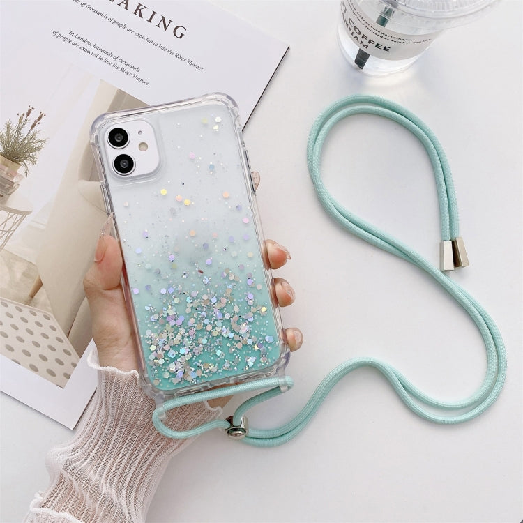 Custodia epossidica glitter sfumata con cordino, For iPhone 14, For iPhone 14 Plus, For iPhone 14 Pro, For iPhone 14 Pro Max