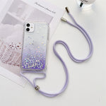 Custodia epossidica glitter sfumata con cordino, For iPhone 14, For iPhone 14 Plus, For iPhone 14 Pro, For iPhone 14 Pro Max