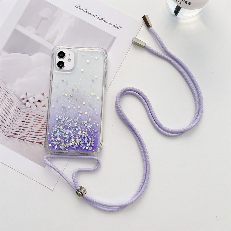 Custodia epossidica glitter sfumata con cordino, For iPhone 14, For iPhone 14 Plus, For iPhone 14 Pro, For iPhone 14 Pro Max