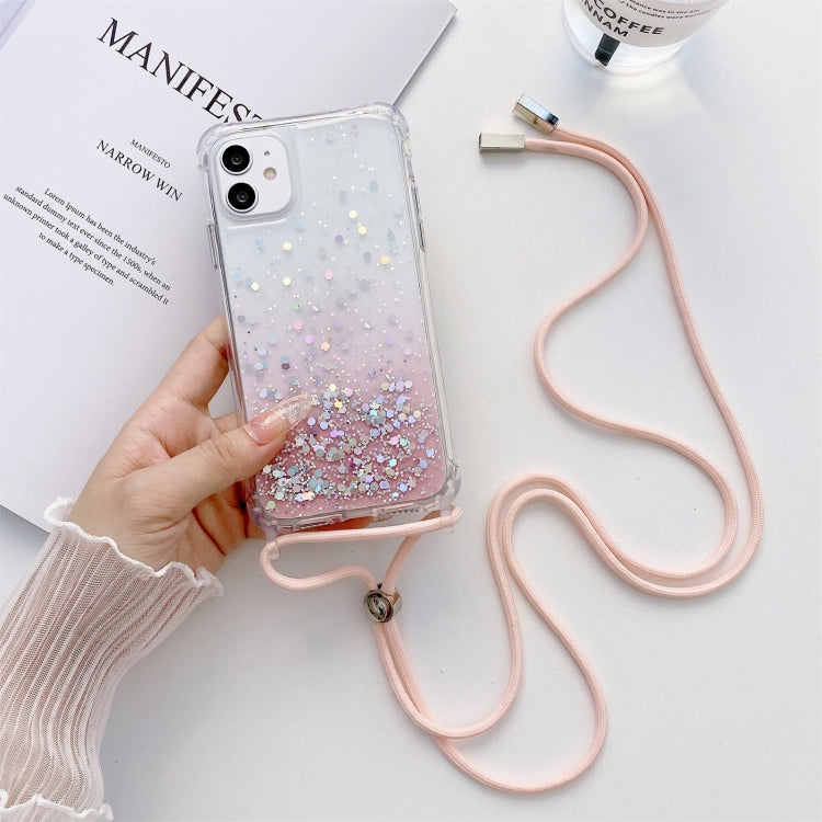 Custodia epossidica glitter sfumata con cordino, For iPhone 14, For iPhone 14 Plus, For iPhone 14 Pro, For iPhone 14 Pro Max