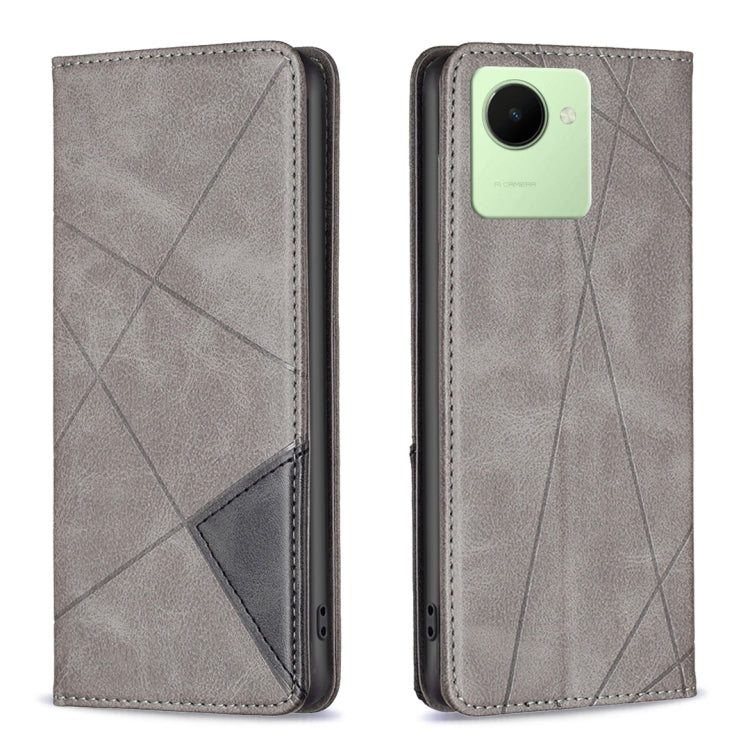 Custodia per telefono in pelle magnetica invisibile prismatica, For Realme C30