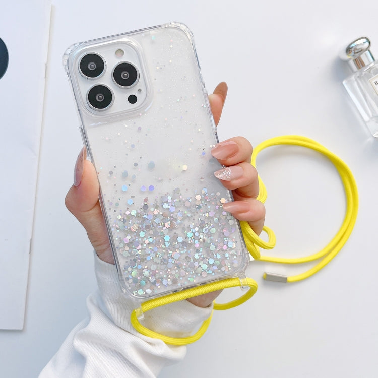 Custodia per telefono trasparente epossidica glitterata con cordino, For iPhone 11 Pro, For iPhone 11 Pro Max