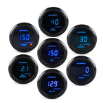 Misuratore di display digitale a luce blu universale da 52 mm modificato per auto 12V, Voltmeter, Water Temperature Gauge, Oil Temperature Gauge, Oil Pressure Gauge, Turbo Boost Gauge BAR, Turbo Boost Gauge PSI, Tachometer