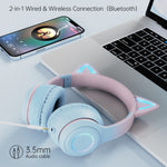 BT029C Cuffie Bluetooth wireless Cat Ear a doppia modalità RGB
