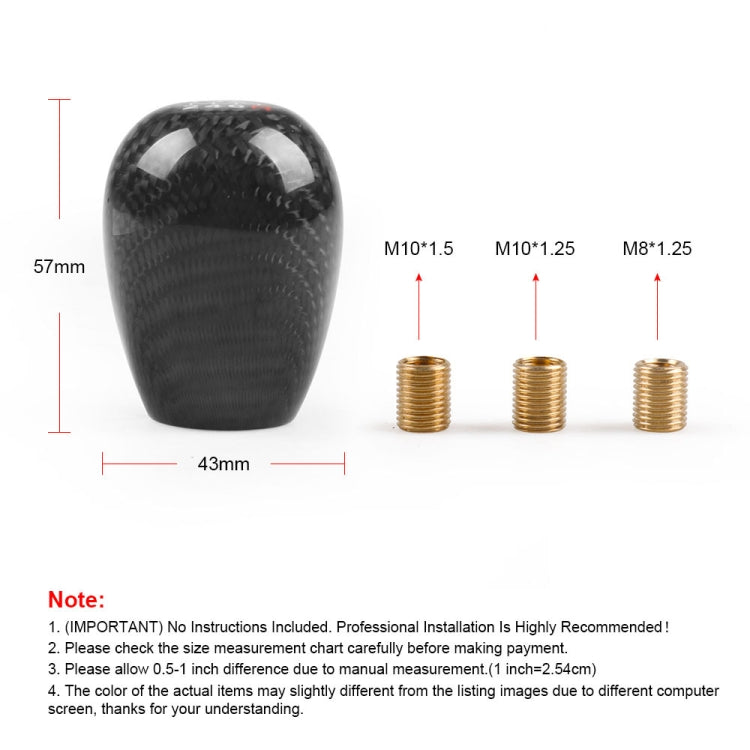 Testa del pomello del cambio del cambio in fibra di carbonio a 6 velocità modificata per auto, Carbon Fiber Gear Stick Shift Knob Head