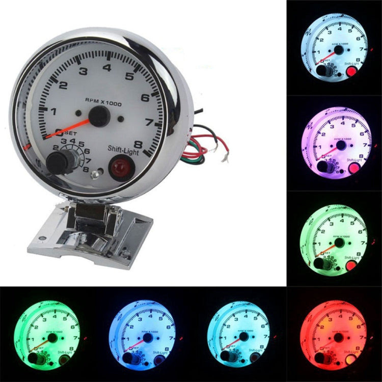Contagiri con 7 luci di sfondo modificate per auto 0-8000 giri/min per motori a 4/6/8 cilindri, 7 Background Lights Tachometer