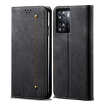 Custodia per cellulare in pelle a vibrazione orizzontale in stile casual con texture denim, For Realme V23 / Narzo 50 / Oppo A77 5G / A57 4G