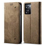 Custodia per cellulare in pelle a vibrazione orizzontale in stile casual con texture denim, For Realme V23 / Narzo 50 / Oppo A77 5G / A57 4G