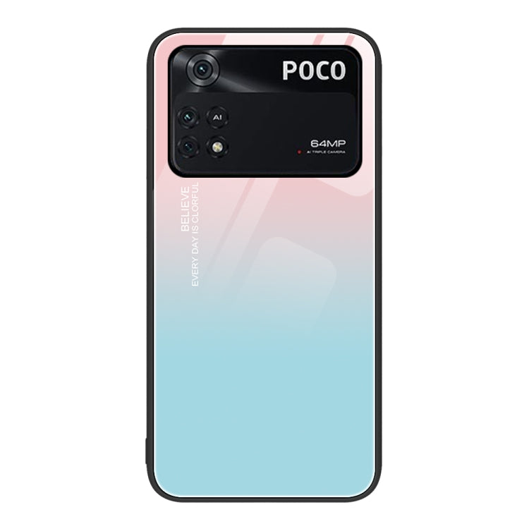 Custodia per telefono in vetro verniciato colorato, For Xiaomi Poco M4 Pro