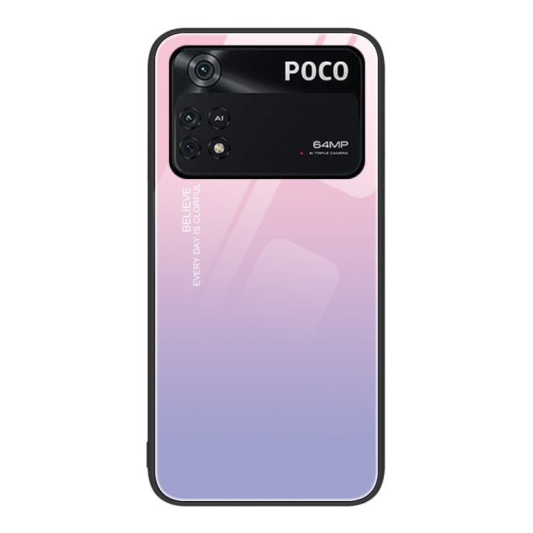 Custodia per telefono in vetro verniciato colorato, For Xiaomi Poco M4 Pro