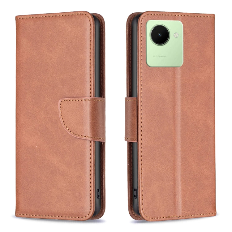 Custodia per telefono in pelle con trama in pelle di agnello, For Realme C30