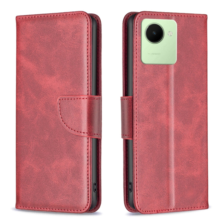 Custodia per telefono in pelle con trama in pelle di agnello, For Realme C30