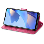 Custodia per telefono in pelle con fibbia in rilievo con chiusura a quattro foglie, For OPPO A16e