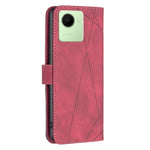 Custodia per telefono in pelle con struttura a rombo con fibbia magnetica, For Realme C30